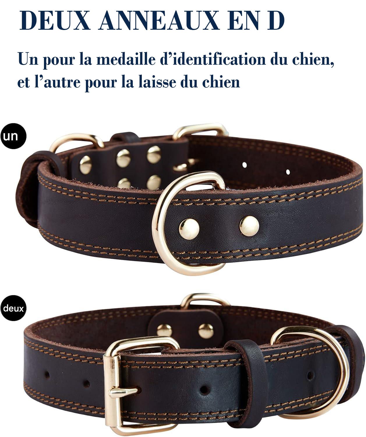 Collier pour chien - ClassyLeather™ - Noir - Mr Chien