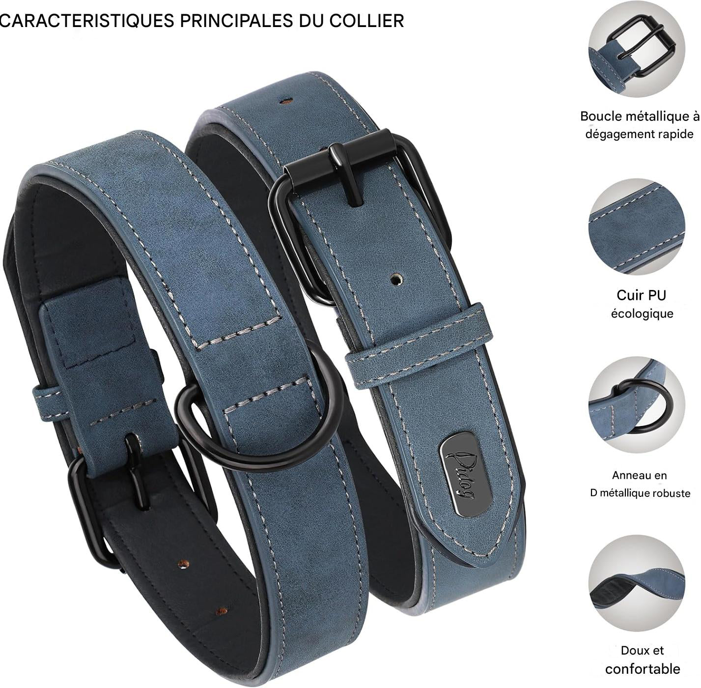 Collier pour chien - Pastel™ - Bleu - Mr Chien