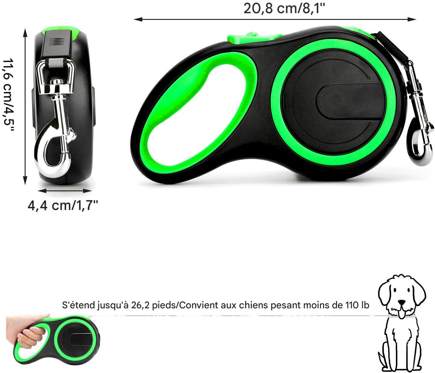 Laisse pour chien - EasyRoll™ - Vert - Mr Chien