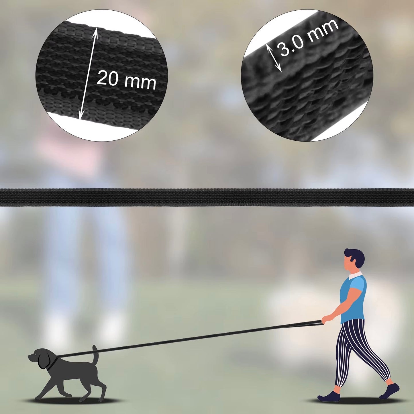Laisse pour chien - Nylong™ - Noir - Mr Chien