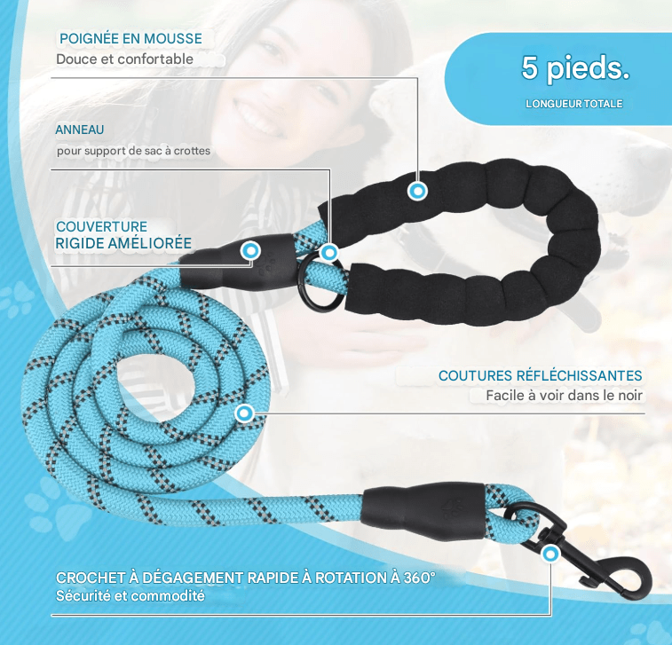 Laisse pour chien - StrongLeash™ - Bleu - Mr Chien