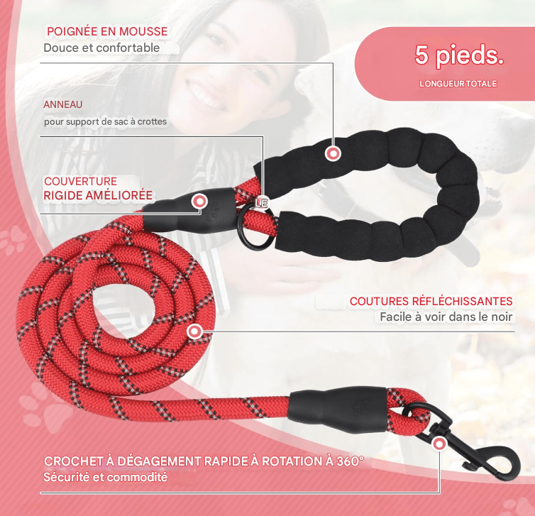 Laisse pour chien - StrongLeash™ - Rouge - Mr Chien