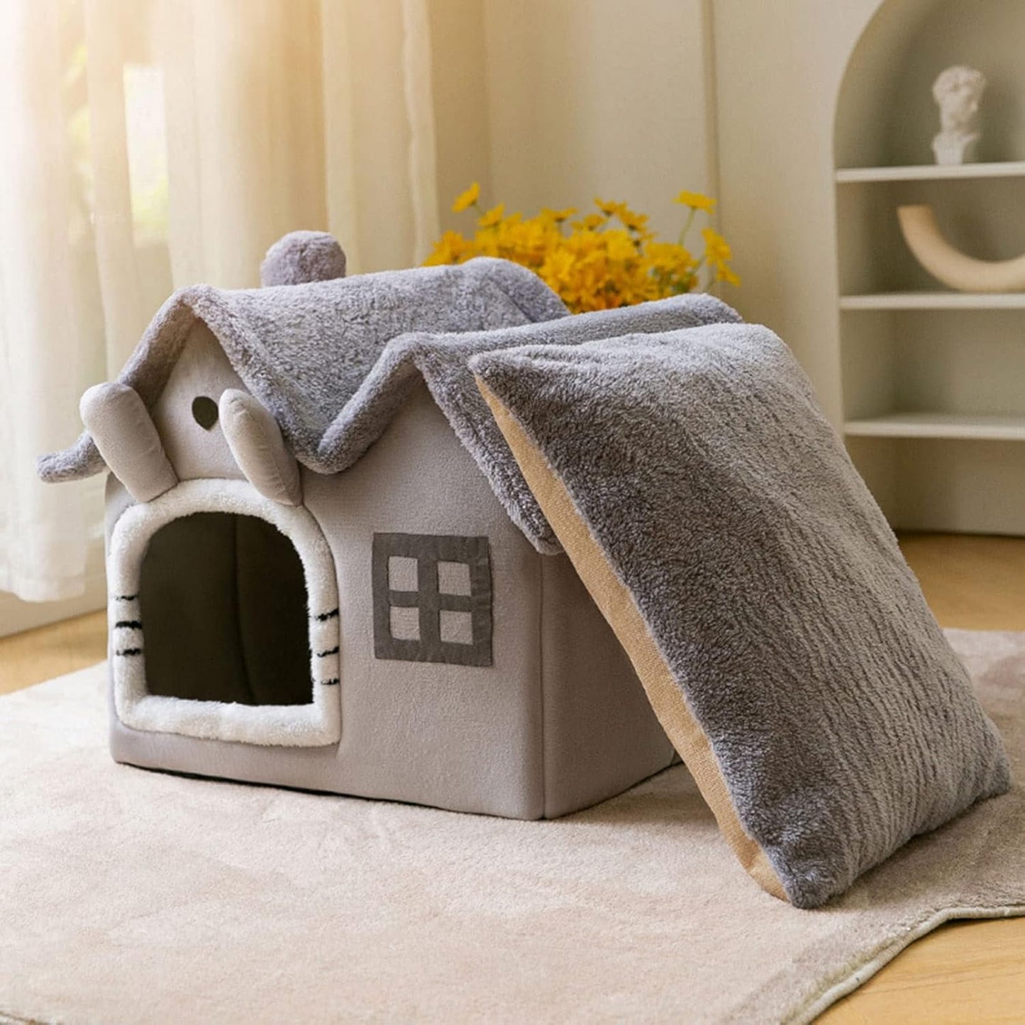 Niche pour Chien - ComfortableDogHouse™ - Gris Toiture Double - Mr Chien