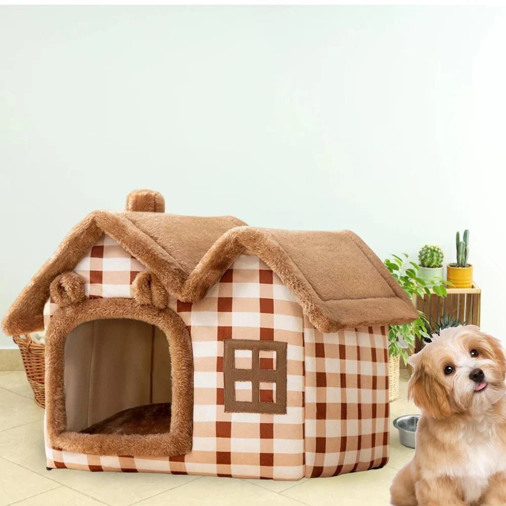 Niche pour Chien - ComfortableDogHouse™ - Marron Toiture Double - Mr. Chien