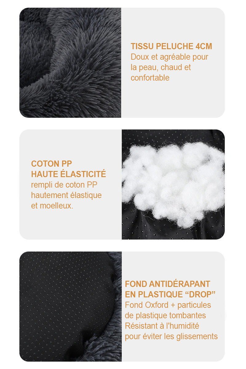 Coussin pour Chien - CozyDogDonut™ - Gris foncé - Mr Chien